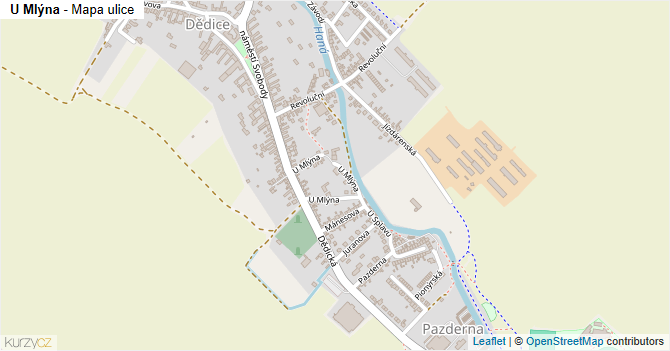 U Mlýna - mapa ulice