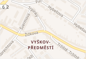 Vyškov-Předměstí v obci Vyškov - mapa části obce