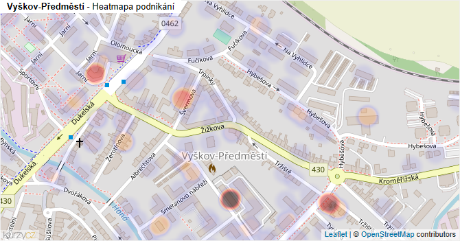 Vyškov-Předměstí - mapa podnikání