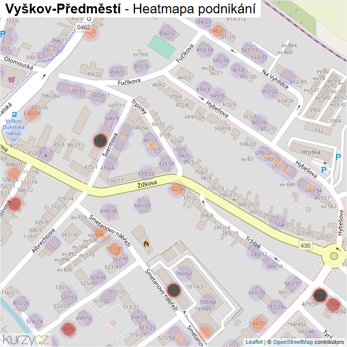 Mapa Vyškov-Předměstí - Firmy v části obce.