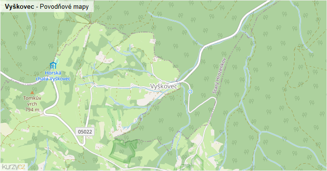 Vyškovec - záplavové mapy stoleté vody