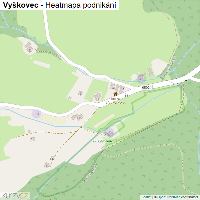 Mapa Vyškovec - Firmy v části obce.