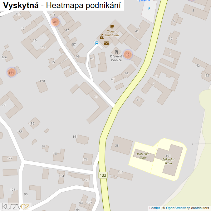 Mapa Vyskytná - Firmy v obci.