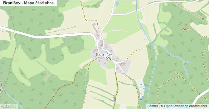 Branišov - mapa části obce