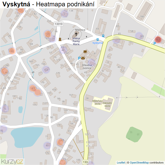 Mapa Vyskytná - Firmy v části obce.