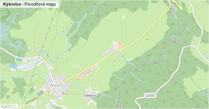 Kýšovice - záplavové mapy stoleté vody