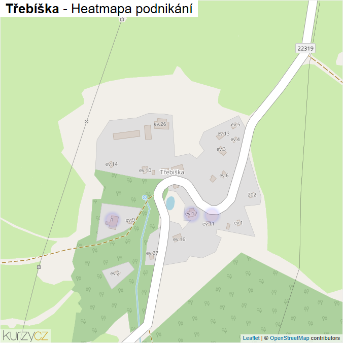 Mapa Třebíška - Firmy v části obce.