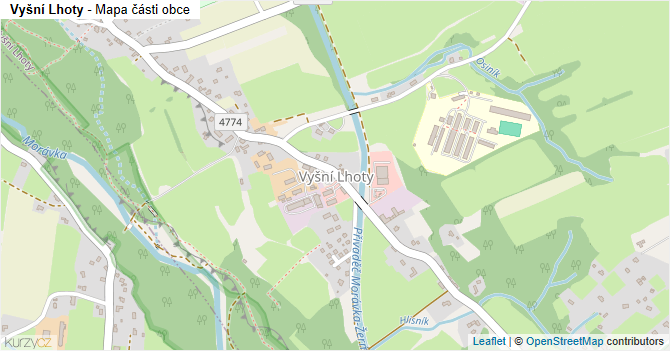 Vyšní Lhoty - mapa části obce