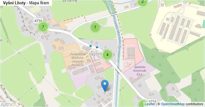 Vyšní Lhoty - mapa firem
