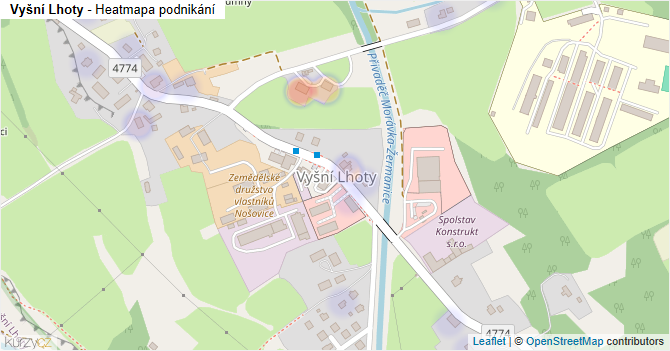 Vyšní Lhoty - mapa podnikání