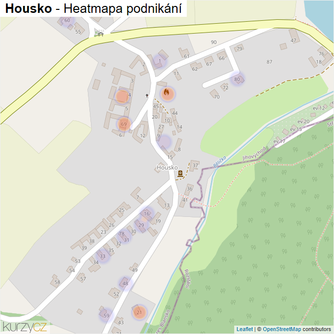 Mapa Housko - Firmy v části obce.