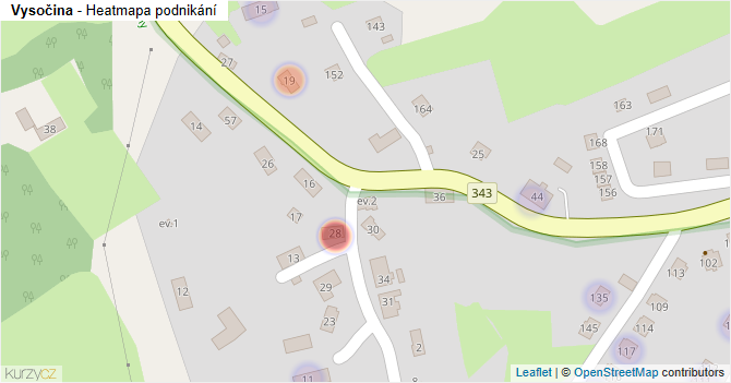 Vysočina - mapa podnikání