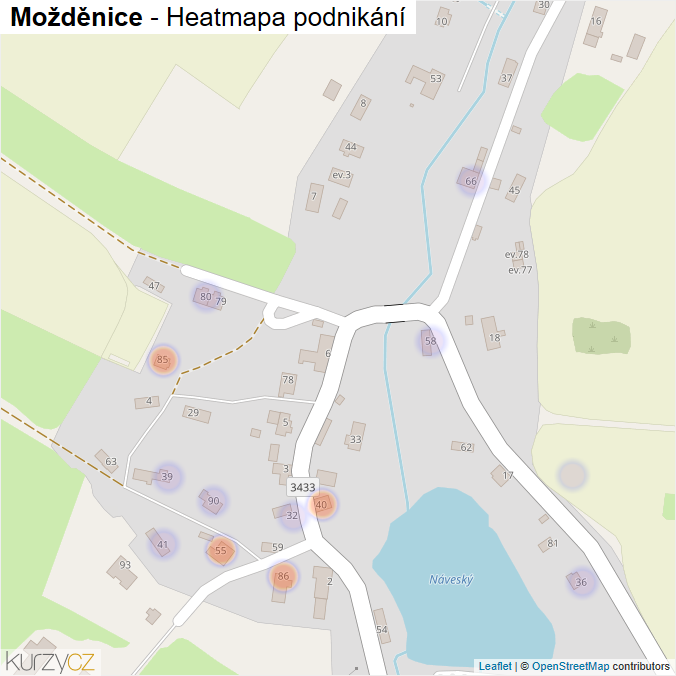 Mapa Možděnice - Firmy v části obce.