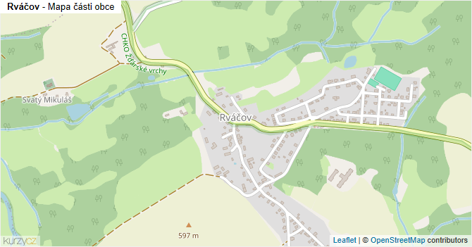 Rváčov - mapa části obce