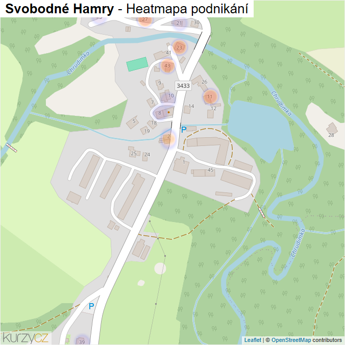 Mapa Svobodné Hamry - Firmy v části obce.