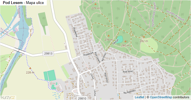 Pod Lesem - mapa ulice