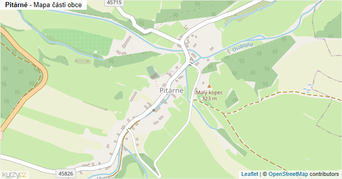Pitárné - mapa části obce