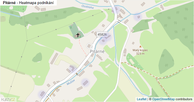 Pitárné - mapa podnikání