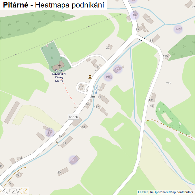 Mapa Pitárné - Firmy v části obce.