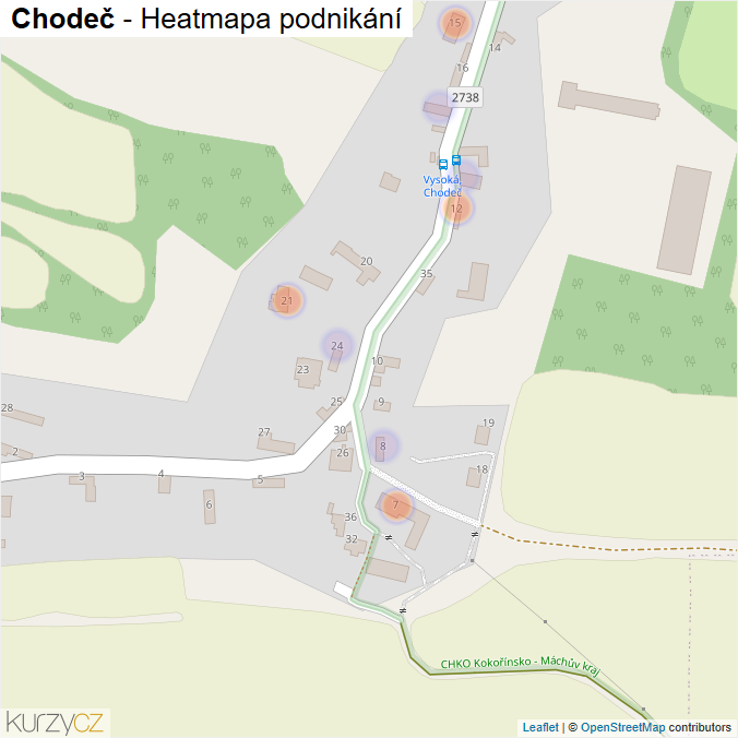 Mapa Chodeč - Firmy v části obce.