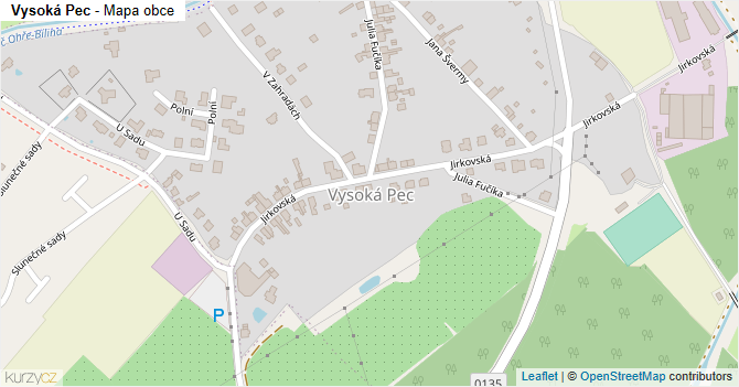 Vysoká Pec - mapa obce