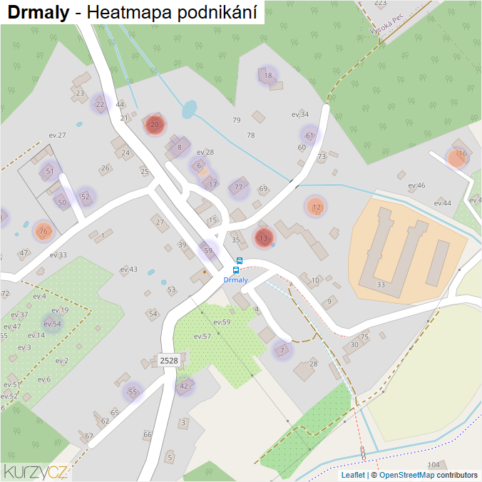 Mapa Drmaly - Firmy v části obce.