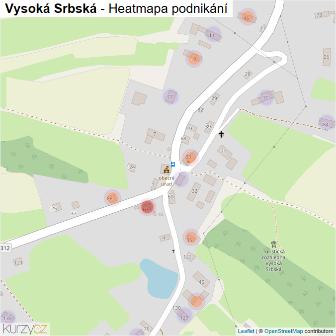 Mapa Vysoká Srbská - Firmy v části obce.