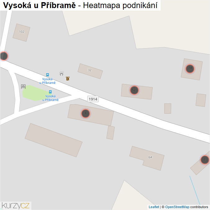 Mapa Vysoká u Příbramě - Firmy v obci.