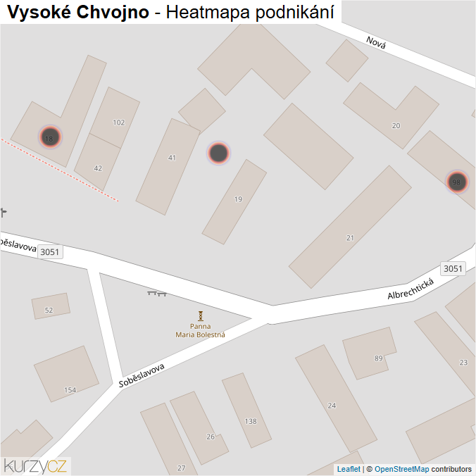 Mapa Vysoké Chvojno - Firmy v obci.