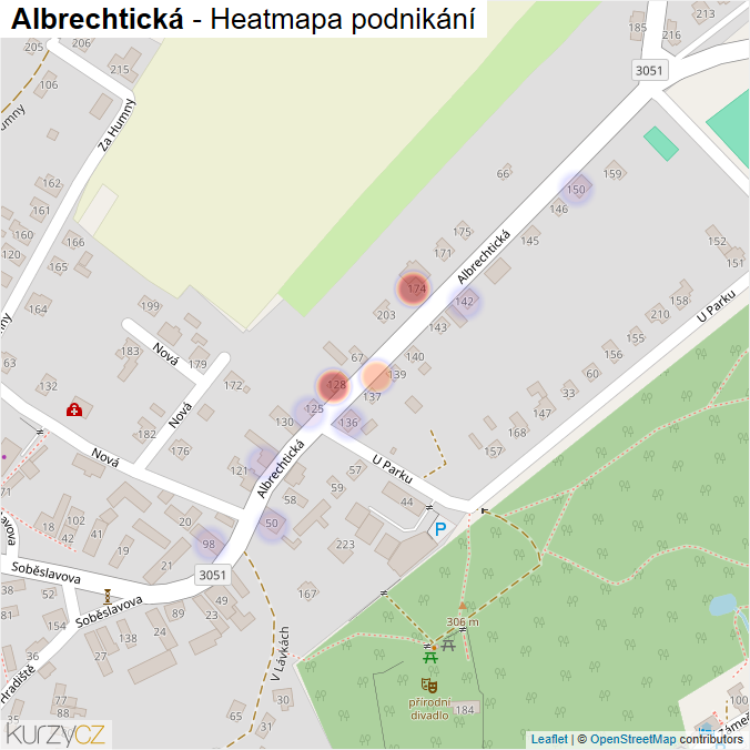 Mapa Albrechtická - Firmy v ulici.
