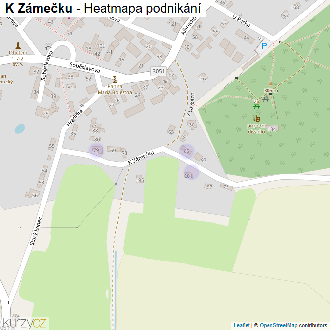 Mapa K Zámečku - Firmy v ulici.
