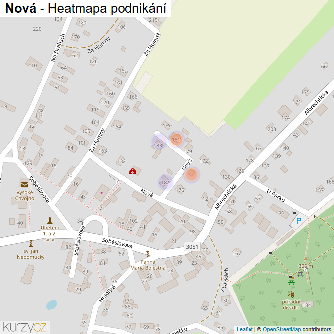 Mapa Nová - Firmy v ulici.