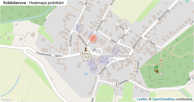 Soběslavova - mapa podnikání