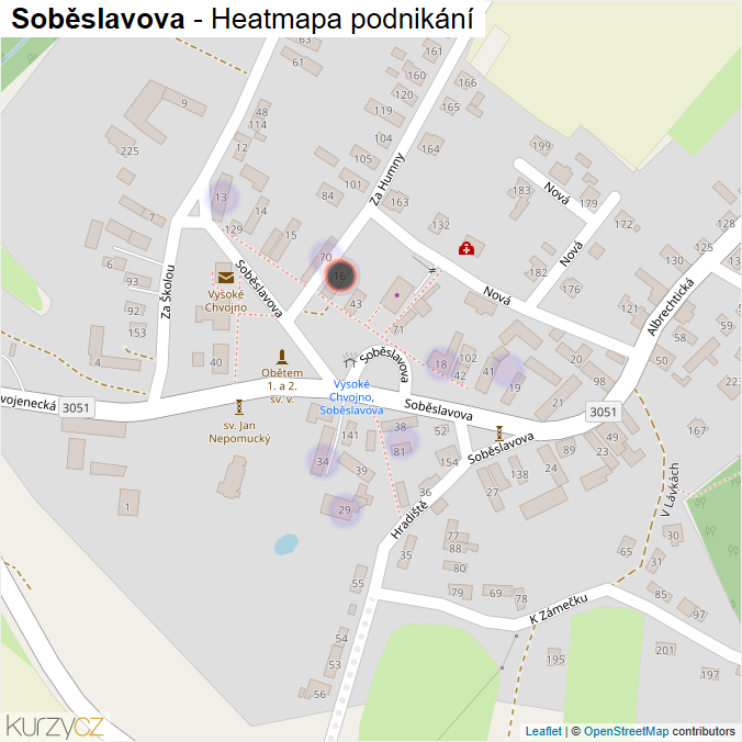 Mapa Soběslavova - Firmy v ulici.