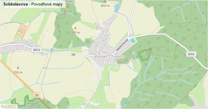 Soběslavova - záplavové mapy stoleté vody