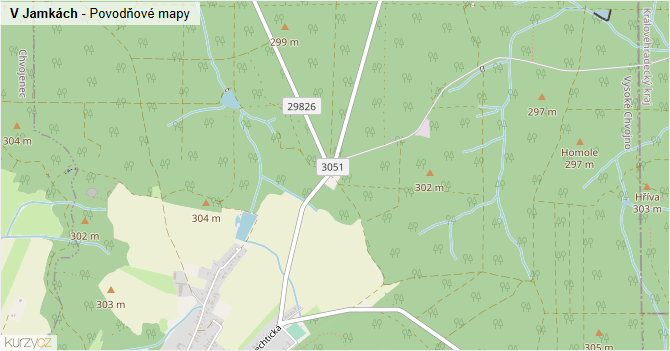 V Jamkách - záplavové mapy stoleté vody