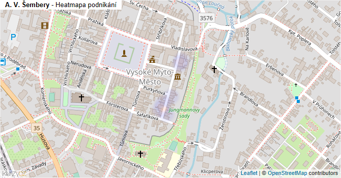 A. V. Šembery - mapa podnikání