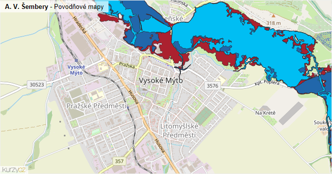 A. V. Šembery - záplavové mapy stoleté vody