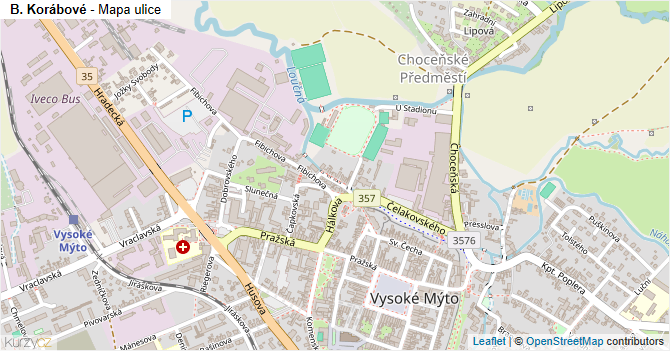 B. Korábové - mapa ulice