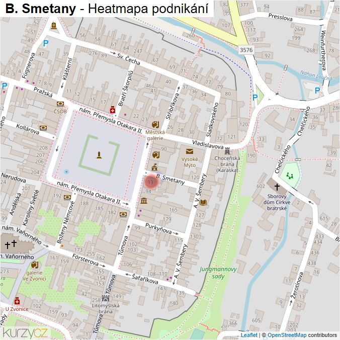 Mapa B. Smetany - Firmy v ulici.