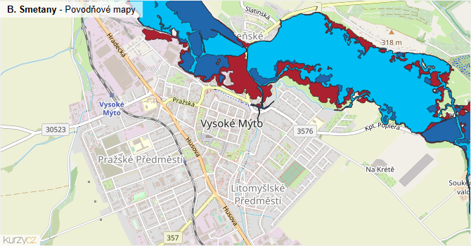 B. Smetany - záplavové mapy stoleté vody