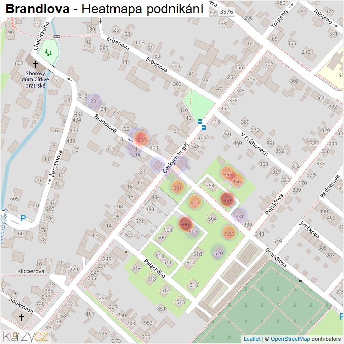 Mapa Brandlova - Firmy v ulici.