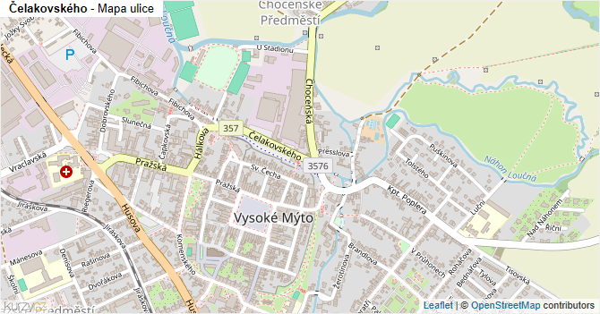 Čelakovského - mapa ulice