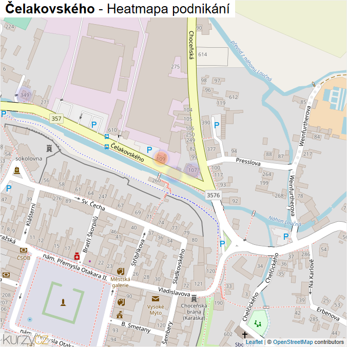 Mapa Čelakovského - Firmy v ulici.
