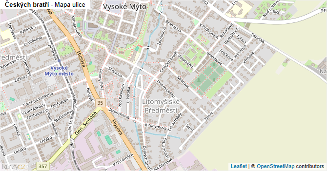 Českých bratří - mapa ulice