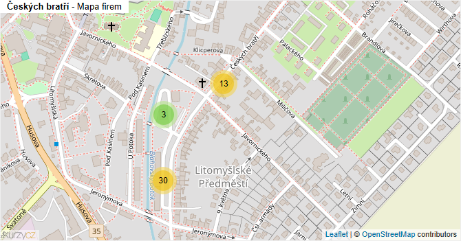 Českých bratří - mapa firem