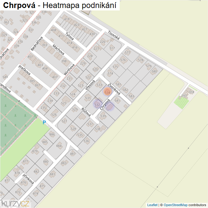 Mapa Chrpová - Firmy v ulici.