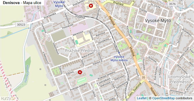 Denisova - mapa ulice