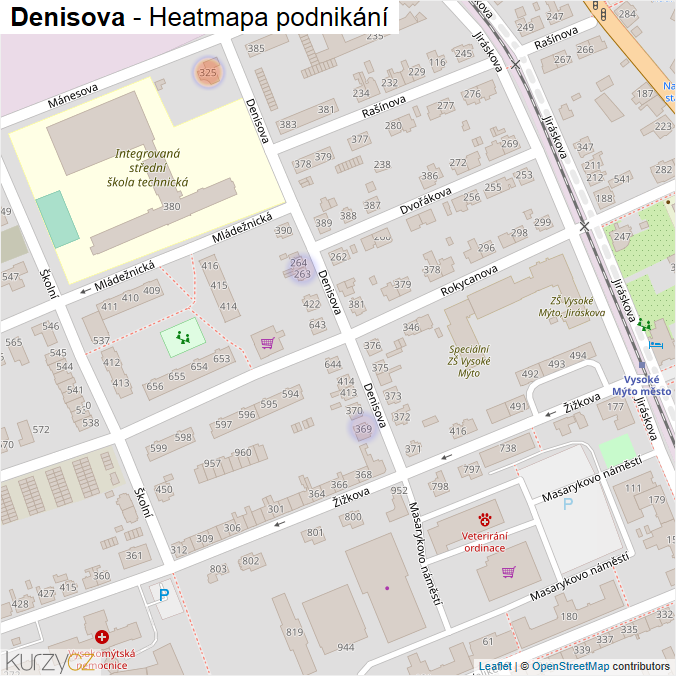 Mapa Denisova - Firmy v ulici.