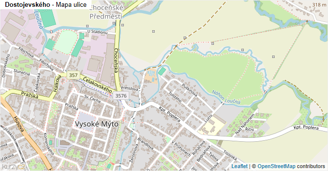 Dostojevského - mapa ulice